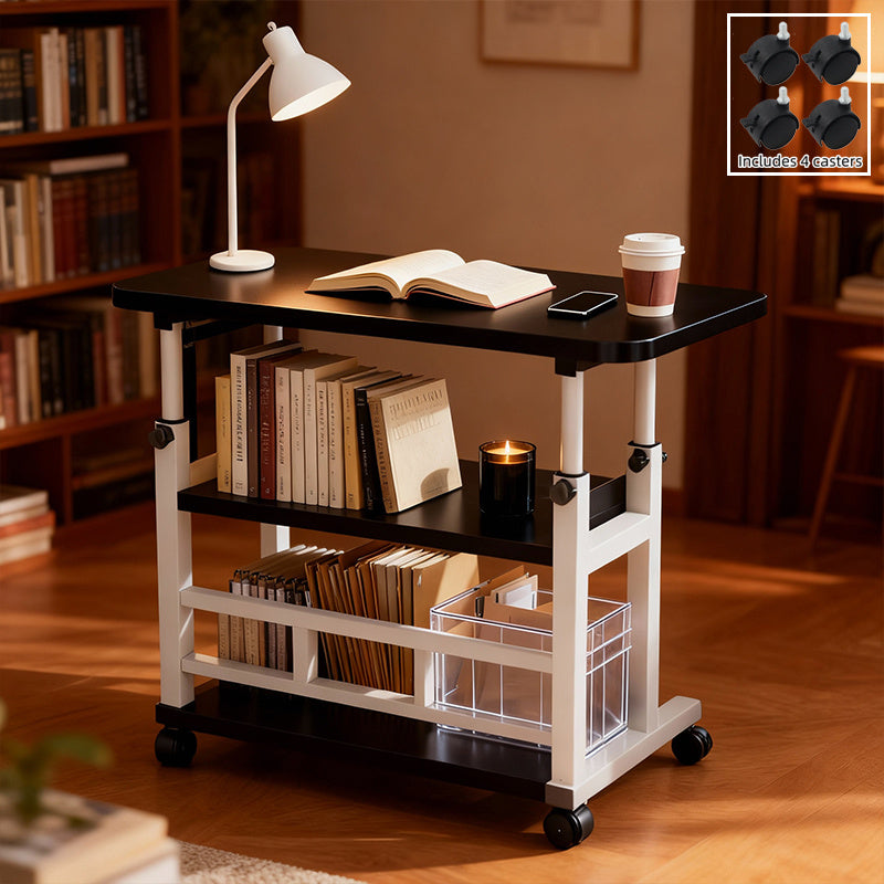 Multi-Functional Height-Adjustable Desk Features Multiple Shelves, Wheels for Easy Movement, Optional Clip-On Desktop Shelf. Suitable for Various Age Groups, Studies, Bedrooms, And Dormitories, Saving Space. Valentine'S Day Gift