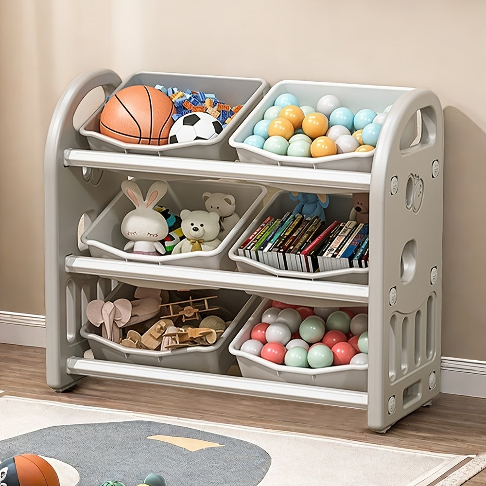 Storage Rack, Open Storage Box, Compartment Classification Storage Basket, Book And Clothing Organizing Box, Large Capacity Shelf Component Storage Cabinet, Multi-layer Classification, Used for Game Room, Bedroom, Living Room - Gray
