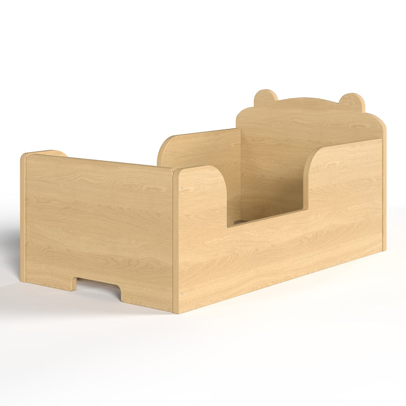 Toddler Floor Bed Frame Cot Bed for Boys and Girls Ages 3-6 Bear Shape Toddler Bed Natural