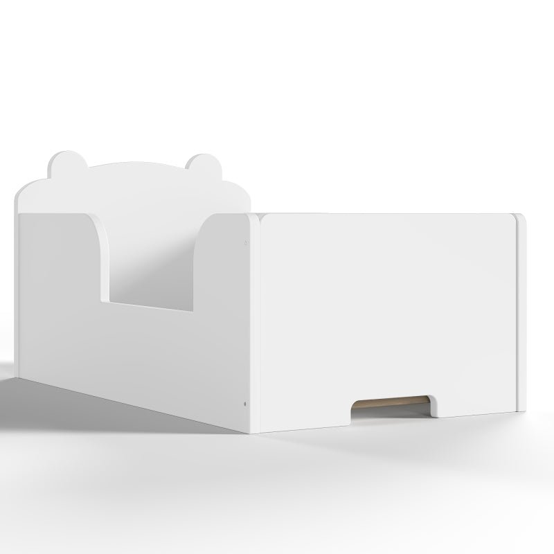 Toddler Floor Bed Frame Cot Bed for Boys and Girls Ages 3-6 Bear Shape Toddler Bed White