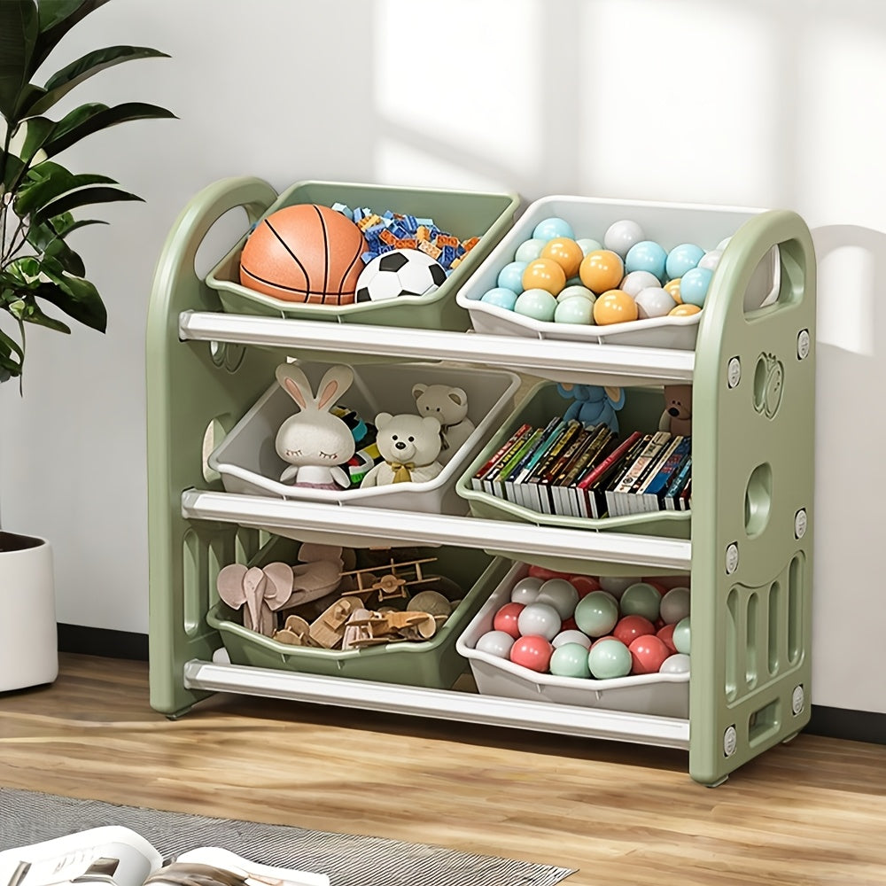 Storage Rack, Open Storage Box, Compartment Classification Storage Basket, Book And Clothing Organizing Box, Large Capacity Shelf Component Storage Cabinet, Multi-layer Classification, Used for Game Room, Bedroom, Living Room - Gray