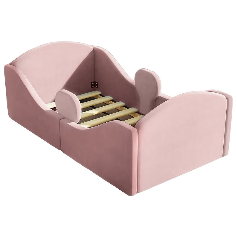 Toddler Floor Bed With Removable Safety Rails | Suitable For Both Boys And Girls, Standard Crib Size, Safety-Padded, Low Profile Design, Grey, Pink Colors, Design, Assembly Required, Unfinished Finish.