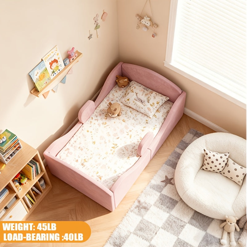 Toddler Floor Bed With Removable Safety Rails | Suitable For Both Boys And Girls, Standard Crib Size, Safety-Padded, Low Profile Design, Grey, Pink Colors, Design, Assembly Required, Unfinished Finish.