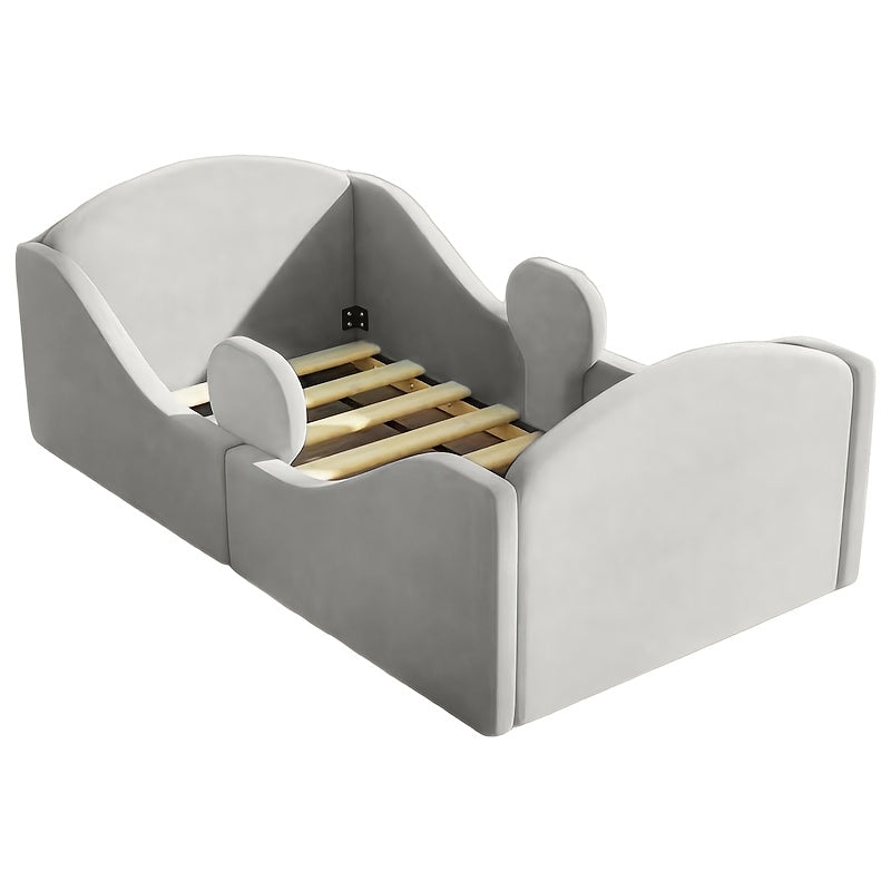 Toddler Floor Bed With Removable Safety Rails | Suitable For Both Boys And Girls, Standard Crib Size, Safety-Padded, Low Profile Design, Grey, Pink Colors, Design, Assembly Required, Unfinished Finish.