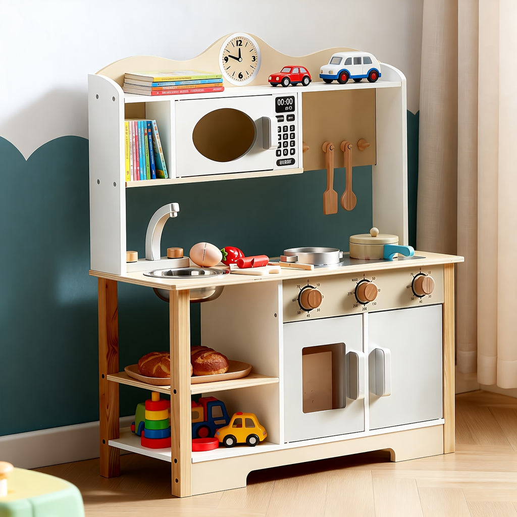 5-Compartment Kids Storage Rack | High-Quality Bookshelf and Toy Organizer, Funny Kitchen Shape, Ideal for Classroom, Kindergarten, Playroom, and Daycare - HILIROOM