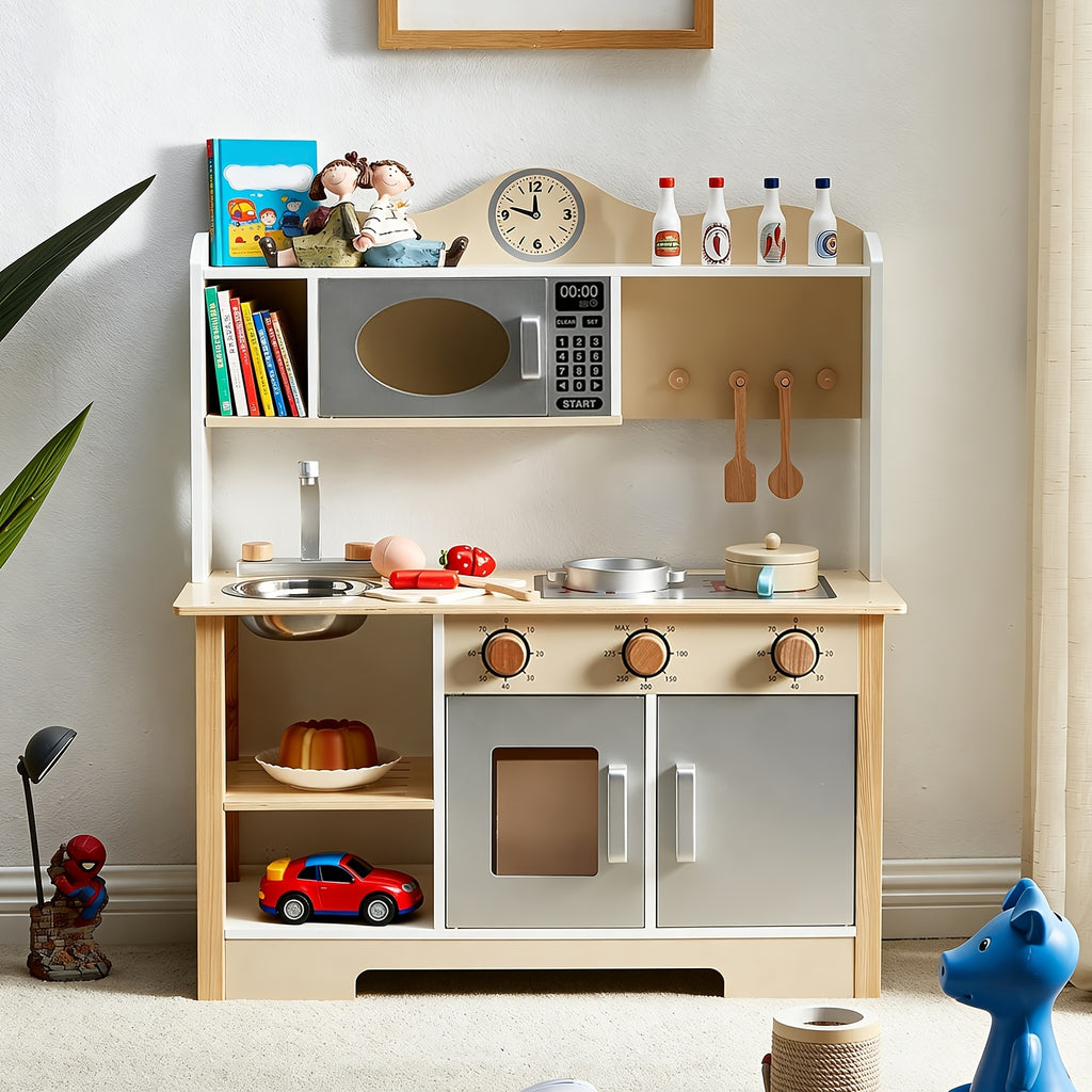 5-Compartment Kids Storage Rack | High-Quality Bookshelf and Toy Organizer, Funny Kitchen Shape, Ideal for Classroom, Kindergarten, Playroom, and Daycare - HILIROOM