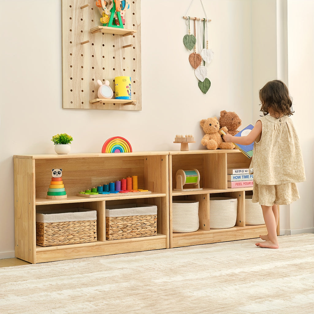 Rubber Wood 5-Compartment Book Shelf, 35.4\