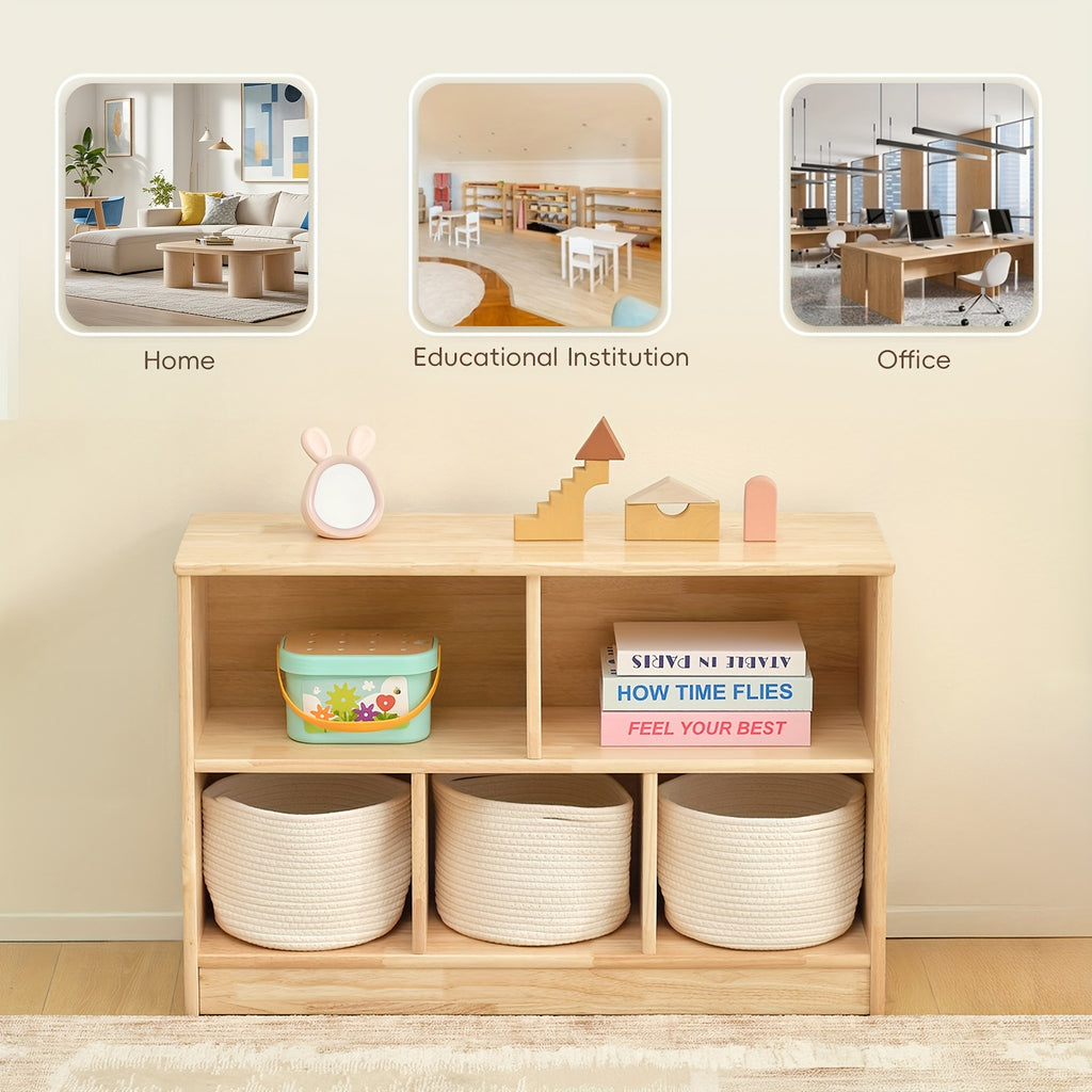 Rubber Wood 5-Compartment Book Shelf, 35.4\