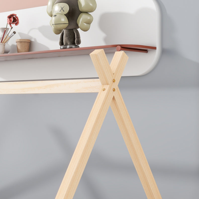 GINOST Contemporary Wooden Teepee Bed with Guardrails & Slats - Artistic Floor Bed Design, Natural Wood Finish, Easy Assembly, No Electricity Needed, Perfect for Youngsters' Rooms, Bedroom Furniture, Playful Room Decor, Sturdy Construction