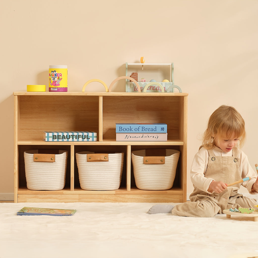 Rubber Wood 5-Compartment Book Shelf, 35.4\