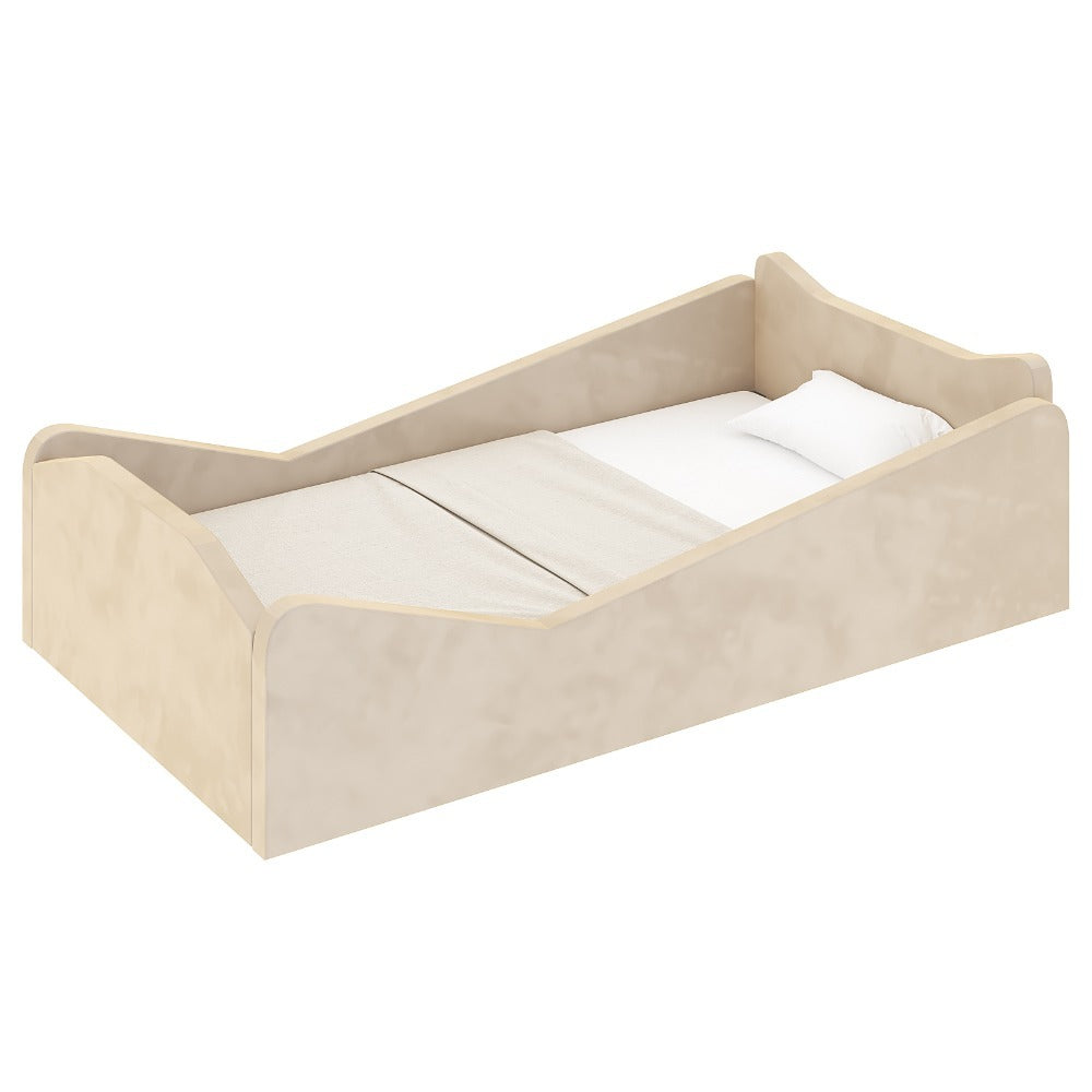 Toddler Bed, Toddler Floor Bed, Velvet Finish, Child Bed for Kids with Extra Safty Broad, Standard Crib Size Toddler Bed, Cute Style Toddler Beds, Kids Bedroom Furniture