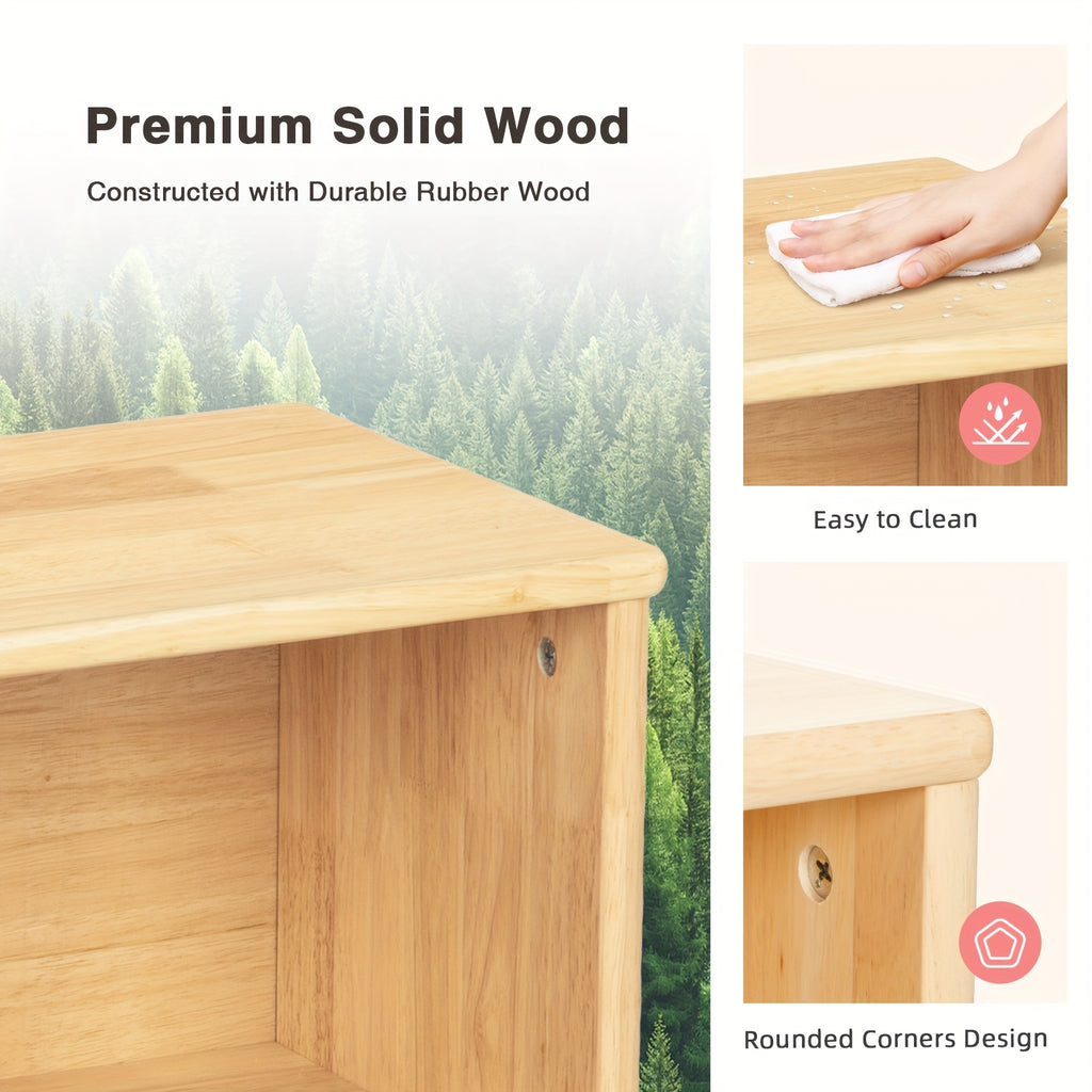 Rubber Wood 5-Compartment Book Shelf, 35.4\