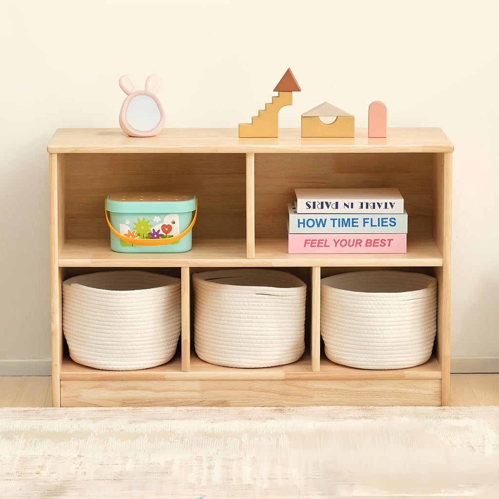 Rubber Wood 5-Compartment Book Shelf, 35.4\