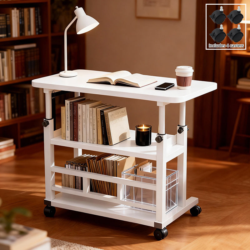 Multi-Functional Height-Adjustable Desk Features Multiple Shelves, Wheels for Easy Movement, Optional Clip-On Desktop Shelf. Suitable for Various Age Groups, Studies, Bedrooms, And Dormitories, Saving Space. Valentine'S Day Gift