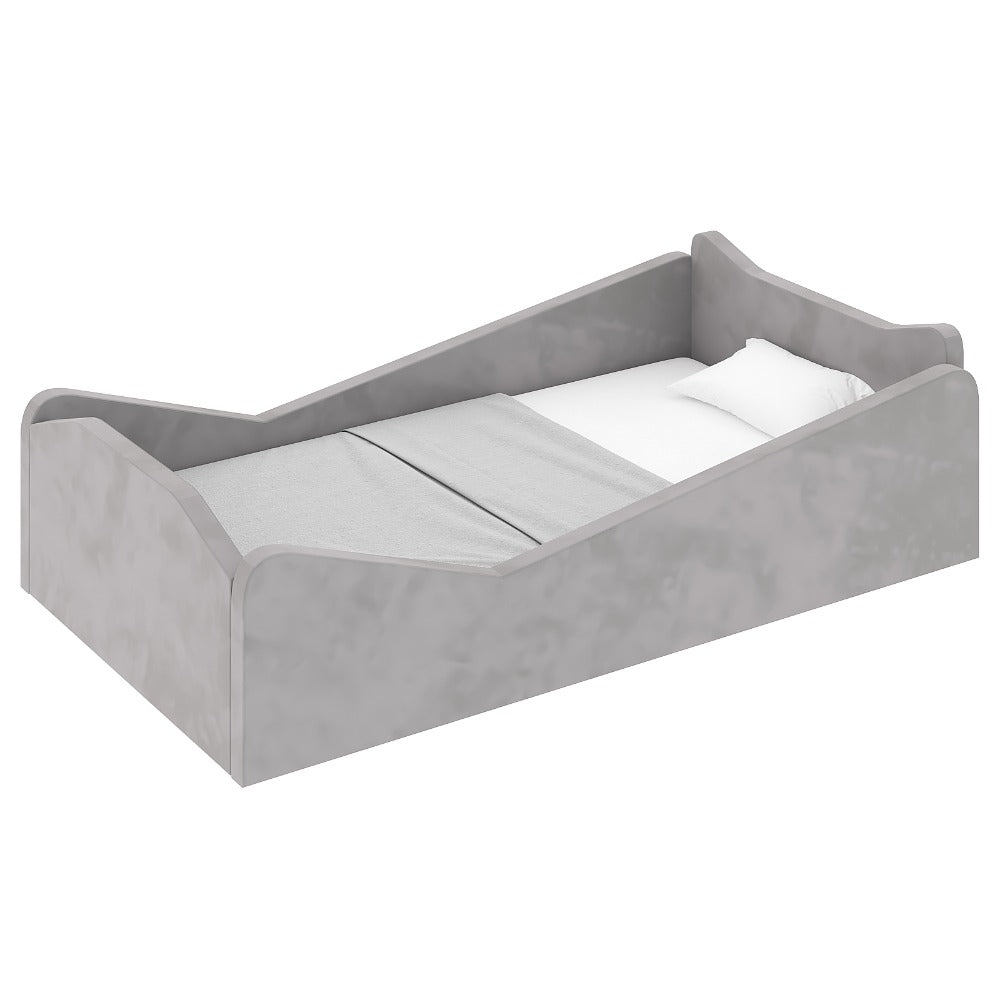 Toddler Bed, Toddler Floor Bed, Velvet Finish, Child Bed for Kids with Extra Safty Broad, Standard Crib Size Toddler Bed, Cute Style Toddler Beds, Kids Bedroom Furniture